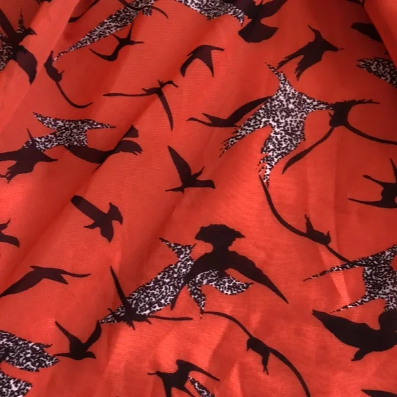 Vintage Burnt Orange Flowy Printed Mid-Length Skirt - Picture 4 of 8